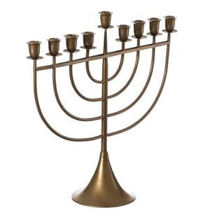 Nouvelle Menorah carrée à 9 bras en laiton doré, faite à la main, art moderne unique, écologique, porte-bougie personnalisé - Product Image 1