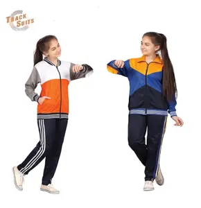 Wholesale High Quality Custom Girls Tracksuit Training Jogging Wear 2 Piece Sportswear Suit