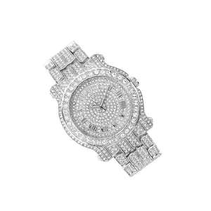 Reloj de Lujo con Diamantes Moissanite, Correa de Cuero, Resistente al Agua, Movimiento de Cuarzo de Alta Calidad, Totalmente Cubierto de Diamantes, para el Mercado de Joyería - Product Image 3