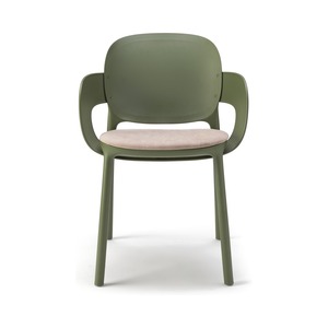 Dining Armchair with <b>Fixed</b> Fabric Seat Cushion, <b>Post</b>-Consumer Technopolymer Shell, Restaurant Hotel Cafe Armchair Made in Italy - Product Image 4
