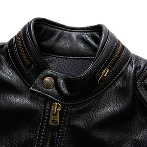 Chaqueta de Motociclista de Cuero de Moda, Chaqueta de Cuero Suave con Cremallera, Todas las Tallas, para Todas las Temporadas - Product Image 5