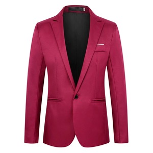 Robe décontractée de couleur unie rouge Professional100 % Polyester doublure couette manteau simple boutonnage logo Blazer taille Slim Fit hommes Blazers - Product Image 3