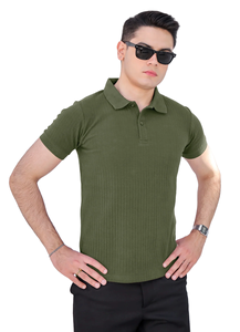 Polo pour homme en coton à manches courtes et coupe ajustée avec col basculant contrasté et garniture de manches respirant et léger - Product Image 5