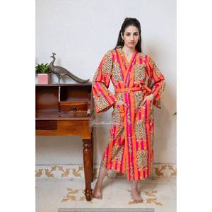 Robe Kimono en Coton à Imprimé Floral Légère et Respirante avec Cordon de Serrage, Logo Personnalisable pour la Nuit - Product Image 5