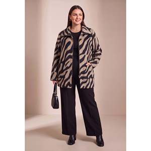 Abrigo de visón con estampado de leopardo, sin forro, talla grande - Product Image 3