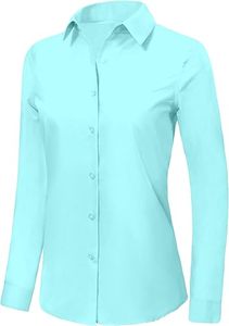 Chemise de luxe pour femmes, chemisier, style professionnel, doux et confortable, coupe régulière, manches longues, formel, bureau, travail, décontracté, vintage, bouton perforé - Product Image 3