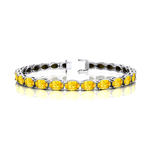 Venta caliente Diseño de tendencia Pulsera de tenis para mujer Forma ovalada geométrica Zafiro amarillo brillante Iced Out Pulseras DE TENIS RTS - Product Image 4