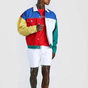 Veste en jean personnalisée pour hommes, style de rue, vêtements d'hiver en patchwork hip-hop, veste en jean avec impression et sérigraphie pour hommes - Product Image 5