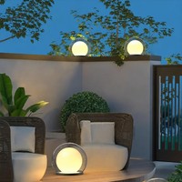 Lampe solaire LED moderne IP65 pour extérieur, lampe de pilier, lampe lune, étanche, pour jardin et aménagement paysager