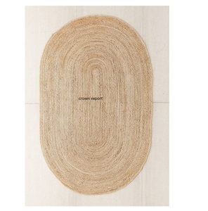 Tapis en jute de couleur naturelle et verte, formes rectangulaires, bon marché, pour l'ameublement de la maison - Product Image 6
