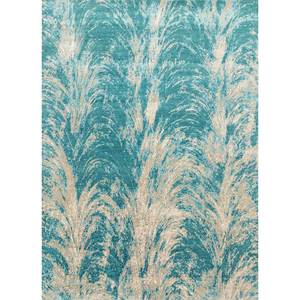 พรมทัตต์วัมสีน้ำเงินถักมือจากขนสัตว์และไหมไผ่ ลายแบบนามธรรม รูปทรงสี่เหลี่ยมผืนผ้า สำหรับตกแต่งบ้าน ห้องนั่งเล่น ห้องนอน ทำจากวัสดุผ้าฝ้าย - Product Image 1