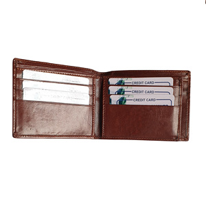 Cartera Corta de Cuero Genuino Marrón para Hombre ADORA, de Alta Calidad y Duradera, con Bloqueo RFID, Ventana para Tarjeta de Identificación y Bolsillo para Monedas - Product Image 1