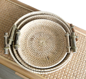 Juego de Cestas de Almacenamiento de Alimentos Sisu, 3 Piezas, Ratán Natural, Diseño Simple y Flexible, Ecológico, con Asas, Forma Circular, Multiusos - Product Image 2