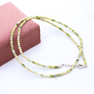 Hecho a mano 925 plata esterlina Natural amarillo Calcedonia piedra preciosa facetada cuentas redondas Solar plexo Chakra collar curativo - Product Image 5