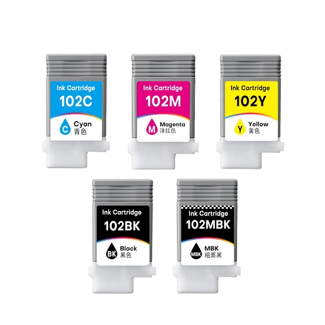 Factory-6 Colors 130ml PFI 102 PFI -102 PFI 102 Refillable Ink Cartridges for Canon IPF500/510/600/605/610/700/710 Printer