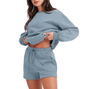 Ensemble court automne-hiver, survêtement sport, dernière collection, personnalisé, manches longues, polaire, écologique, grande taille, short uni 2026 - Product Image 1