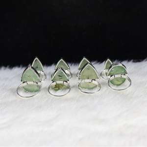 Natural Green Prehnite Gemstone Bezel <b>Set</b> <b>Rings</b> for Wedding Jewelry Making Supply Bulk Wholesale Retail Jewelry - Product Image 4