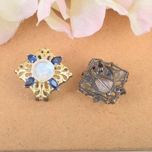 Kyanite Rainbows Moonstone Rhombus Design Studs Venta caliente Nuevas llegadas 925 Plata esterlina Chapado en oro Pendientes delicados Joyería - Product Image 3