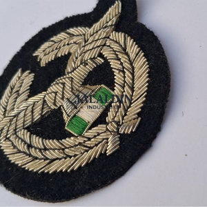Handmade Embroidered Silver Bullion Wire Air Lines <b>Cap</b> Badge 3D Design Customized Fabric (Canvas) for Uniforms Premium Quality - Product Image 2