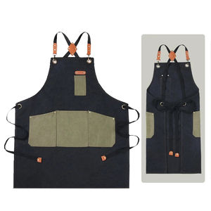 Tablier de chef de cuisine en coton personnalisé noir sans manches bavoir Barista avec logo personnalisé - Product Image 6