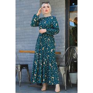 กระโปรงจีบเอวชุดเดรสสุภาพสีเขียว17647-3 - Product Image 2