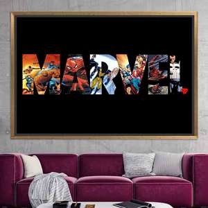 Arte de Pared de Marvel Hulk: Lienzo Impreso para Decoración de Habitación Infantil, Lienzo con Marco Dorado - Product Image 1