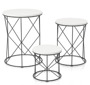Elegante mesa de centro de alambre de metal de diseño moderno con un toque de elegancia con encimera de mármol personalizable mesas superventas - Product Image 4