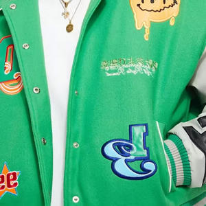 Chaqueta universitaria informal transpirable para hombre, abrigo con letras de estilo callejero con cuello levantado, novedad - Product Image 5