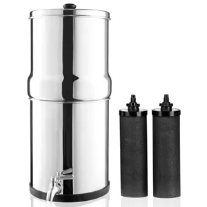 Premium Quality 304 Grade 6Litre Portable Stainless Steel Gravity Drinking Water Filter With Carbon Cartridges For Home