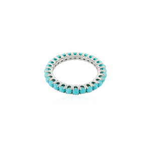 High Quality Factory Wholesale Price K14 Solid White Gold Turquoise Full Eternity Band <b>Ring</b> <b>Stacking</b> Everyday Wear Jewelry - Product Image 5