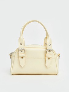 OEM ODM Private Label Custom Logo Women's Butter Yellow Mini Boston <b>Bowling</b> Bag PU Leather Top Handle Shoulder Bag Factory - Product Image 2