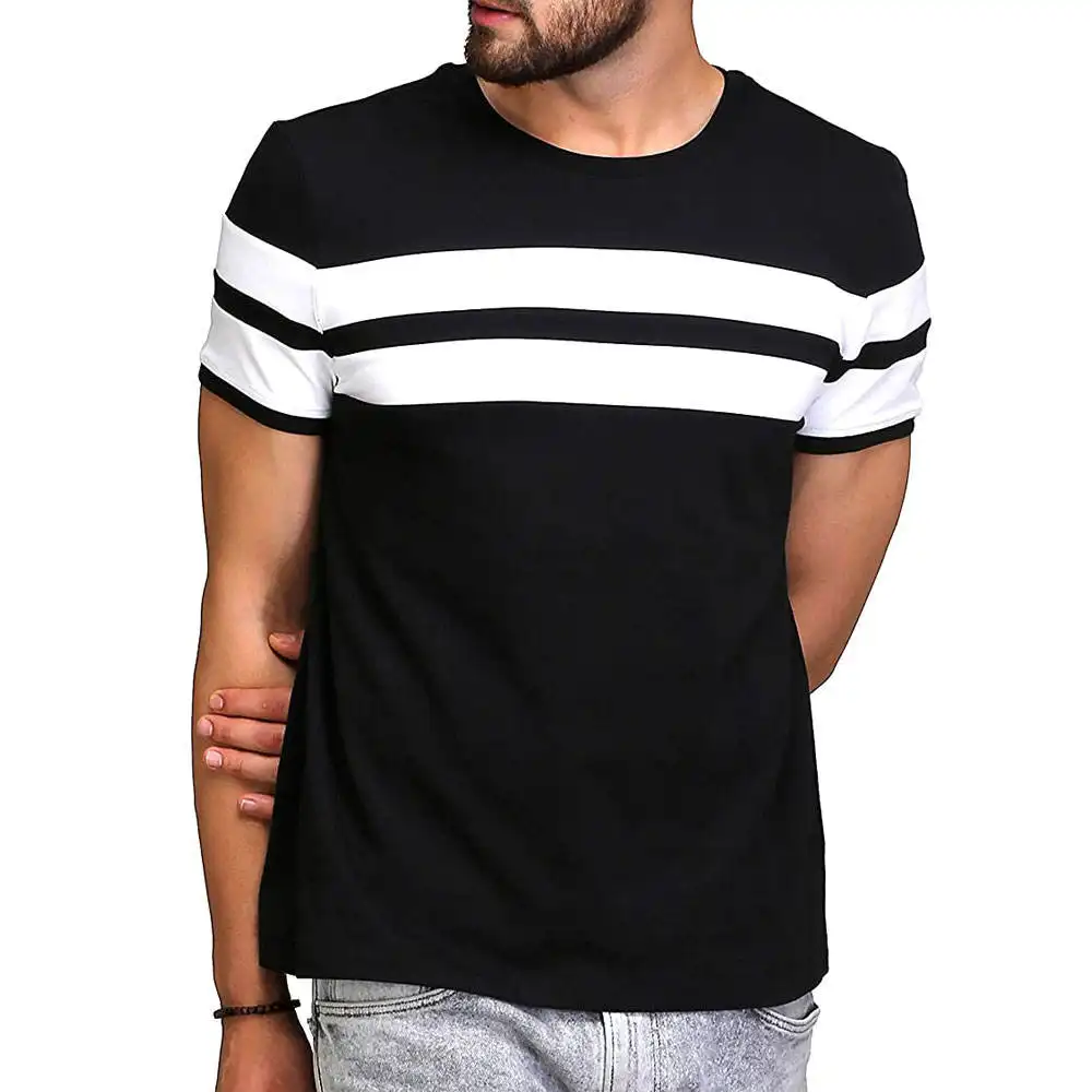 Patchwork 2 colori di alta qualità T-Shirt in cotone 100% per gli uomini su misura Logo di marca in bianco stampa doppio tono T-Shirt da uomo