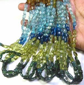 คุณภาพสูง6-7มม. อัญมณีหลายชั้นธรรมชาติลูกปัด16เส้นสร้อยคอเคลือบเงา apatite - Product Image 4