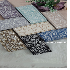 Bordado floral hecho a medida en ocho formas de color en diseños de borde de lentejuelas para diversos fines en 4 pulgadas de ancho - Product Image 1