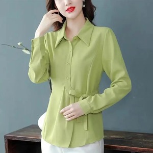 High Quality 100% Organic Cotton Women's Shirts Lightweight Casual Turn-<b>Down</b> Collar Shirts Trendy Full Sleeves Shirts - Product Image 5