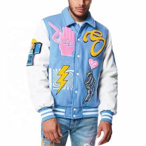 2025 Manufacturer <b>Vintage</b> Retro Applique Embroidered Patch Logo Outdoor Causal Workout Bomber baseball <b>Varsity</b> <b>Jacket</b> For Men - Product Image 4