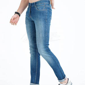 Derniers pantalons en jean 100% coton pour hommes coupe régulière taille moyenne mode d'automne avec décoration de boutons logo personnalisé prix bon marché - Product Image 5