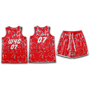 Ensemble de maillots de basket-ball réversibles personnalisables pour hommes Uniforme d'entraînement respirant col en V imprimé personnalisé devant 100% polyester - Product Image 1