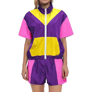 ชุดวอร์มสองชิ้นสำหรับทั้งชายและหญิงชุดกางเกงขาสั้นเสื้อกันลมสำหรับวิ่งจ๊อกเกอร์ผ้าไนลอน - Product Image 3
