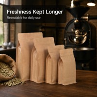 Sachet de café en papier kraft personnalisé à fond plat avec fermeture éclair refermable pour le stockage des grains de café