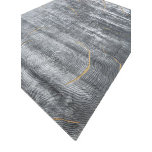 Tapis en soie de bambou noué à la main bleu azalée Aibz-1003 pour salon ou couloir, tapis rectangulaire en fourrure avec motif abstrait - Product Image 2