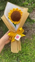 Bouquet de tournesols artificiels au crochet, fait main, style bohème indien, en laine écologique