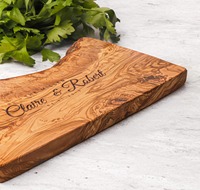 Olijfhouten snijplank 1,8 cm |   Tunisische serveer- en snijplank |   Gegraveerd logo op maat