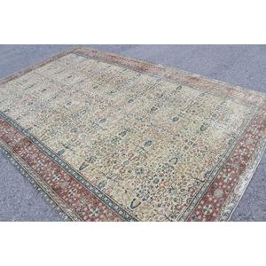 Tapis vintage surdimensionné 7,3x11,5 pi (224x350 cm), tapis turc en laine bleu camouflage - Product Image 4