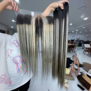 Pelo fino de bebé de la más alta calidad hueso recto personalizar Color Frontal y paquetes para hacer pelucas de pelo vietnamita real 2025 - Product Image 1