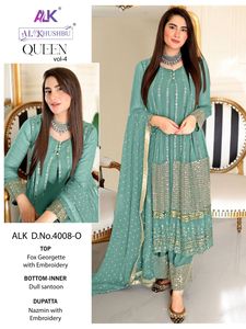 Baru 2023 desainer indah Faux Georgette bordir kerja Salwar Kameez dengan Dupatta Wanita Mode eksportir Pakistan salwar
