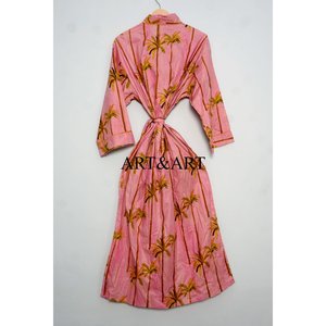 Bata Kimono de Algodón 100% con Estampado Floral, Suave y Cómoda, Maxi Túnica Oversize para Baño, Vestido, Abrigo, Ropa de Playa de Verano - Product Image 6