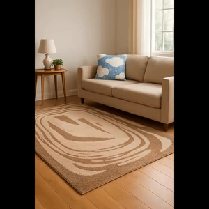 Alfombra de área de lana gruesa de lujo con diseño geométrico para el hogar, técnica de pila de bucle, alfombra decorativa para el hogar hecha a mano - Product Image 1