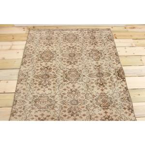 Alfombra Turca de 3.7x8.2 pies, Alfombra Vintage de Lana Ikat Marrón - Product Image 3