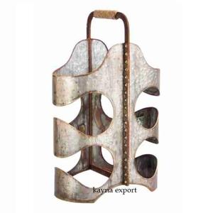 Support de bouteille de vin en métal doré décoratif fantaisie comptoir décoratif mural autoportant 6 bouteilles support métallique fait main - Product Image 6